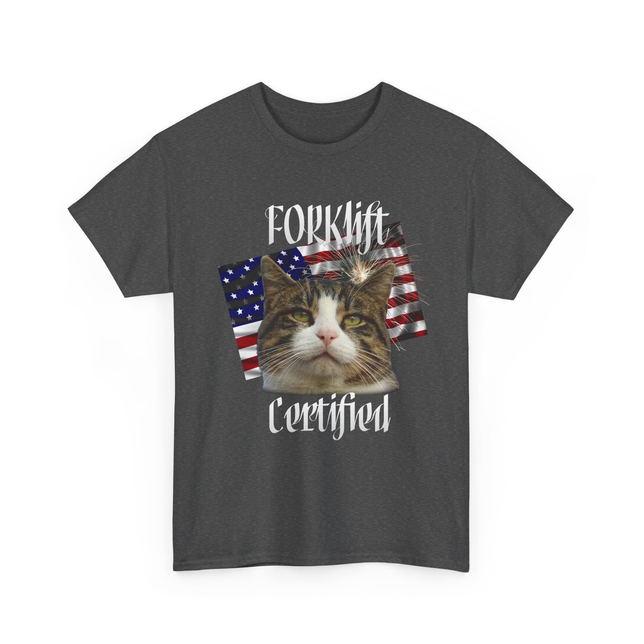 "Forklift Certified" Cat Tee - Unisex Heavy Cotton