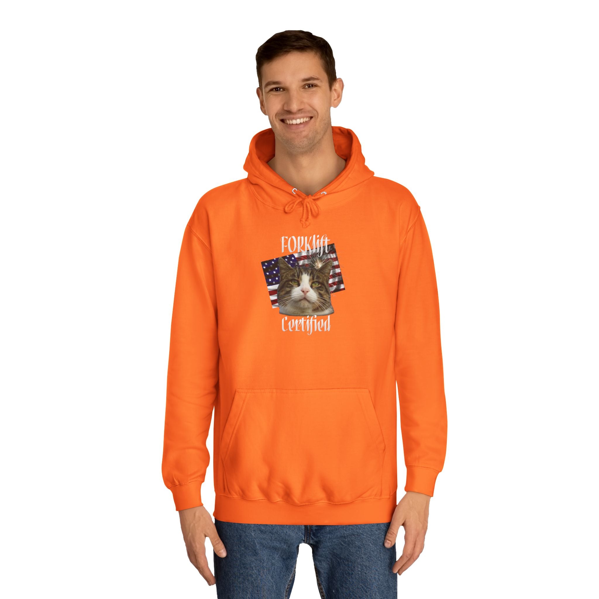 "Forklift Certified" Cat - Unisex Artistic College Hoodie