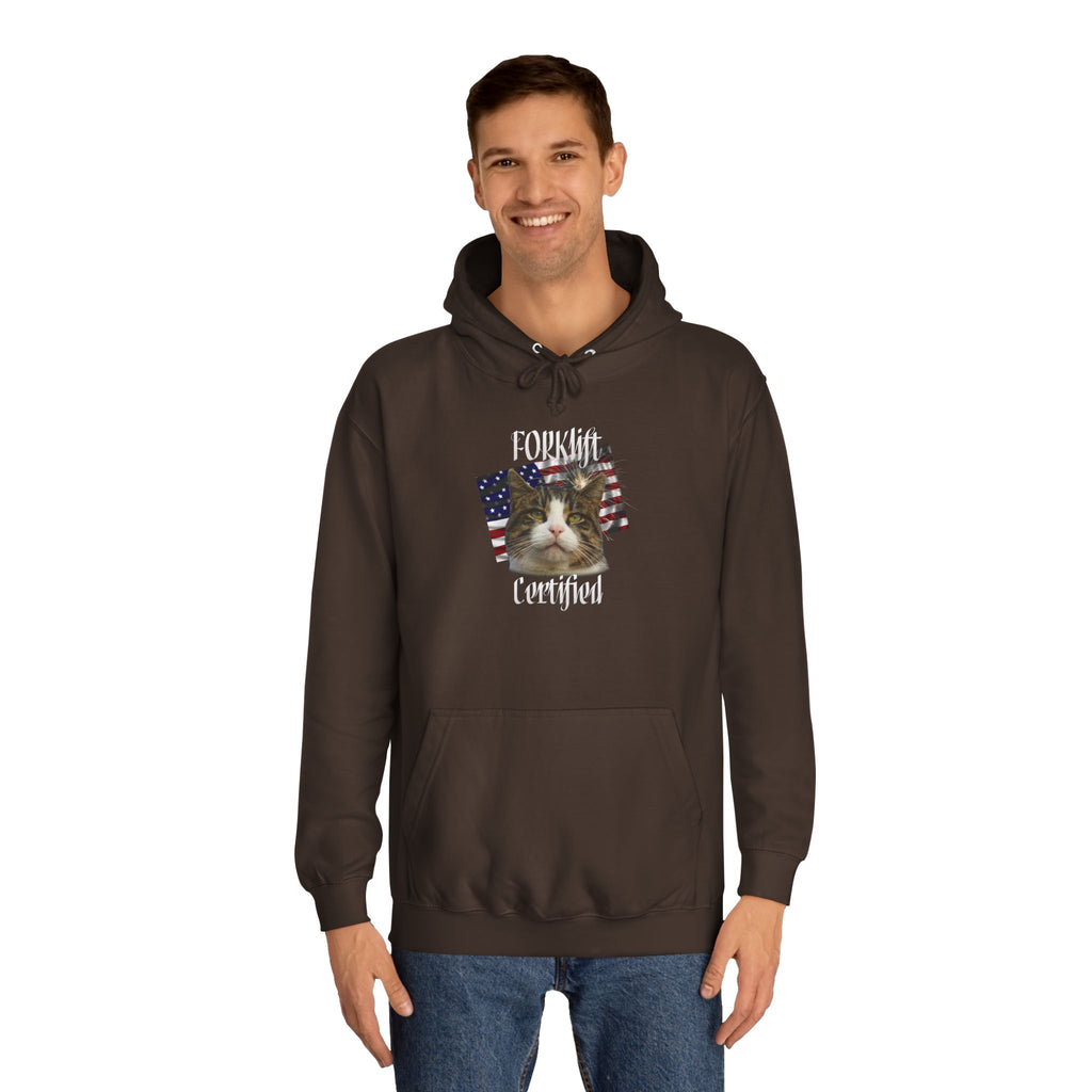 "Forklift Certified" Cat - Unisex Artistic College Hoodie