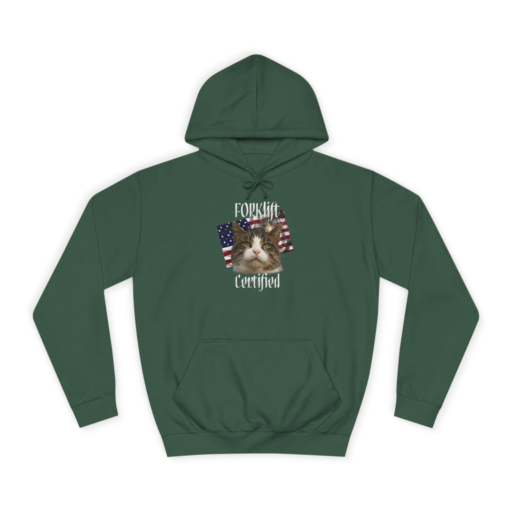 "Forklift Certified" Cat - Unisex Artistic College Hoodie
