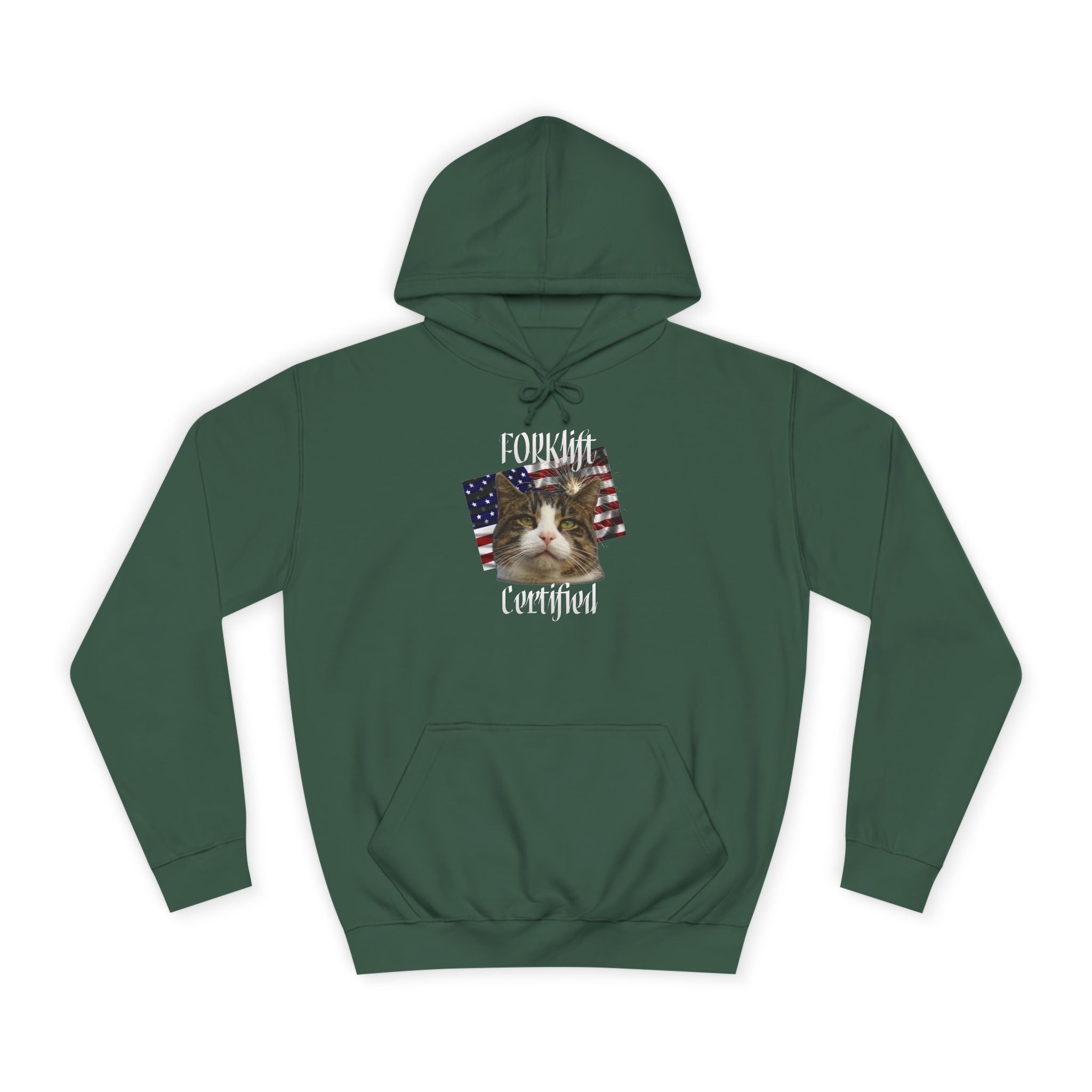 "Forklift Certified" Cat - Unisex Artistic College Hoodie