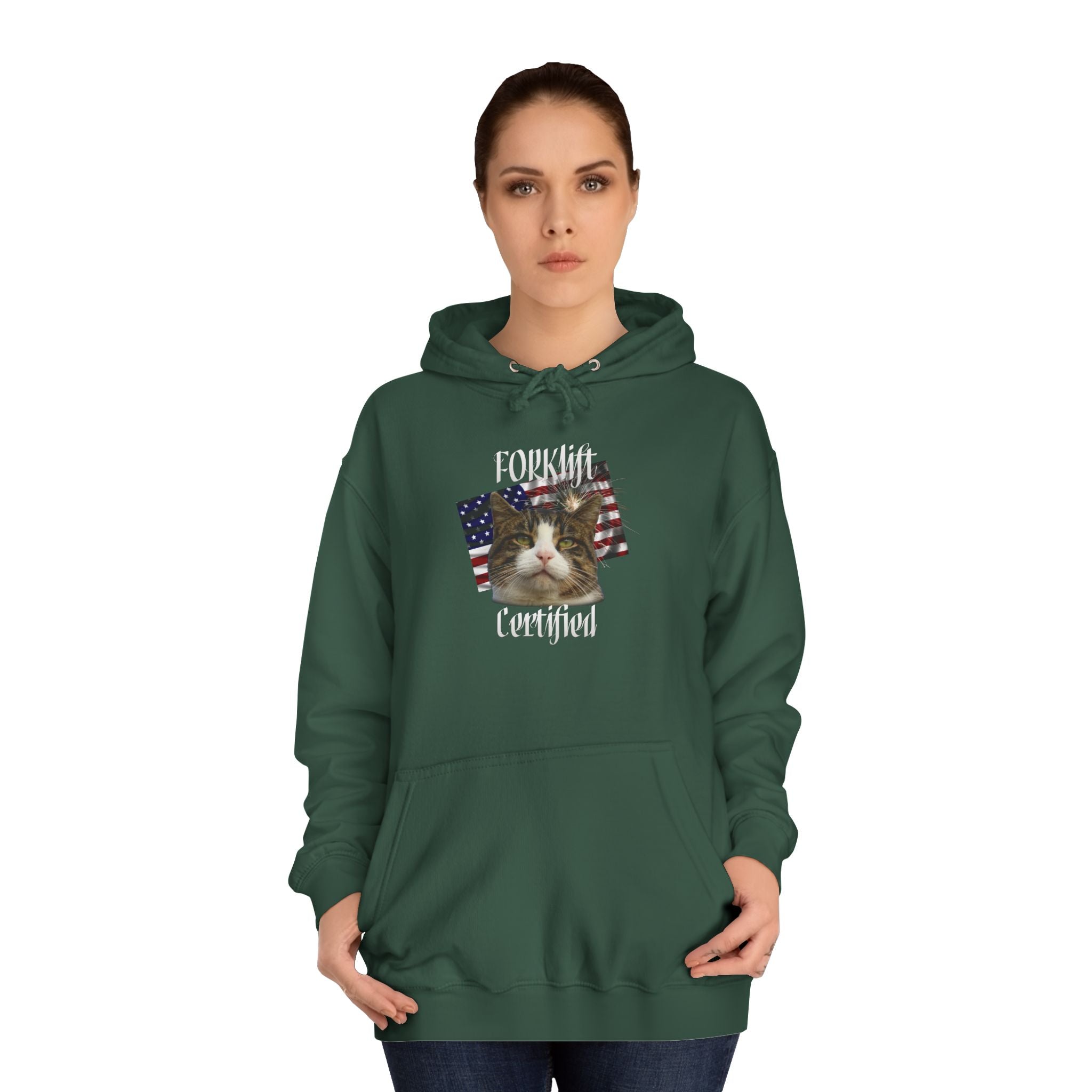"Forklift Certified" Cat - Unisex Artistic College Hoodie