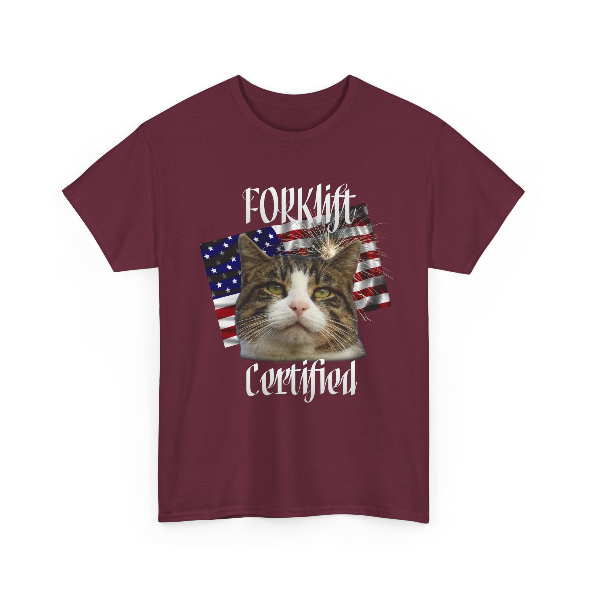 "Forklift Certified" Cat Tee - Unisex Heavy Cotton