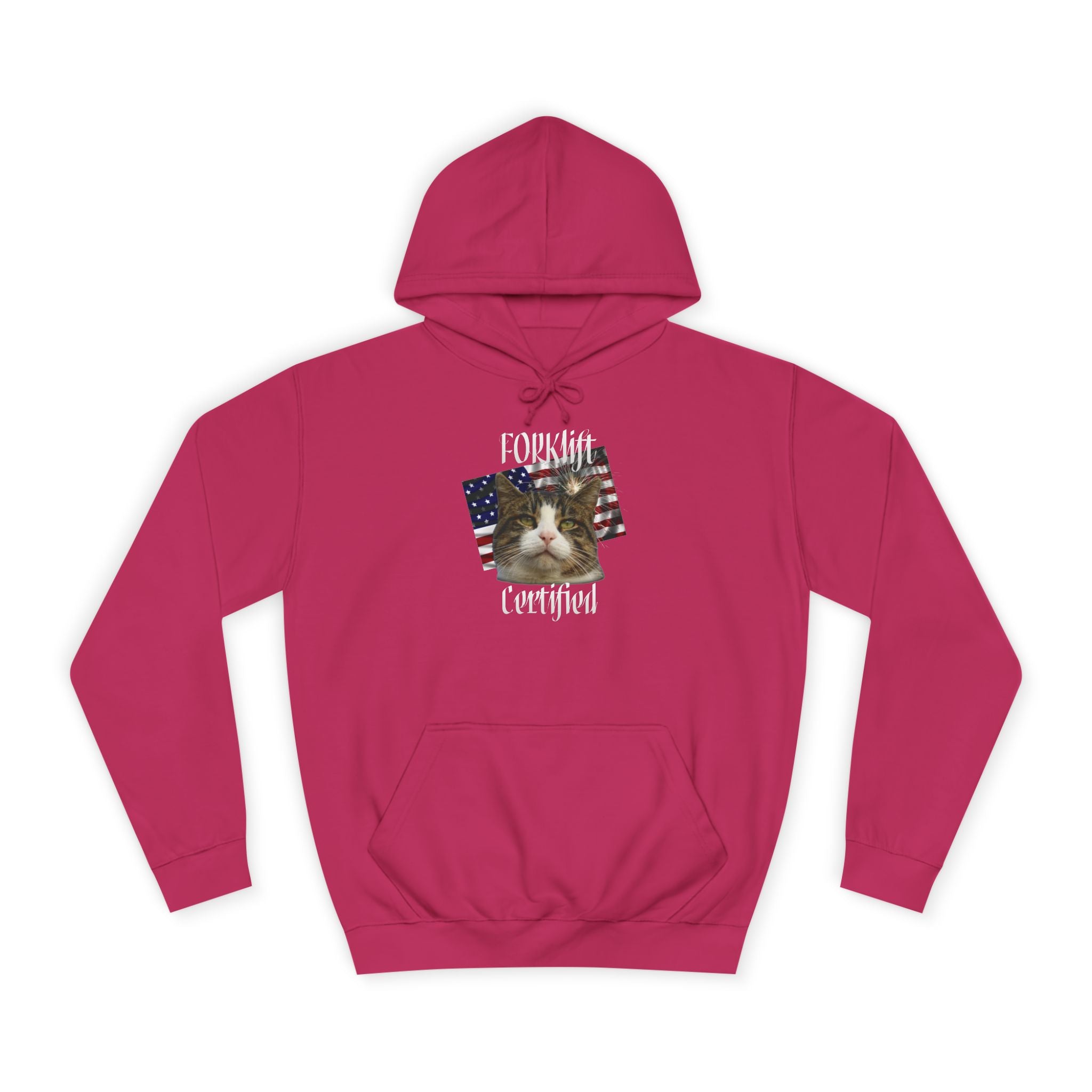 "Forklift Certified" Cat - Unisex Artistic College Hoodie