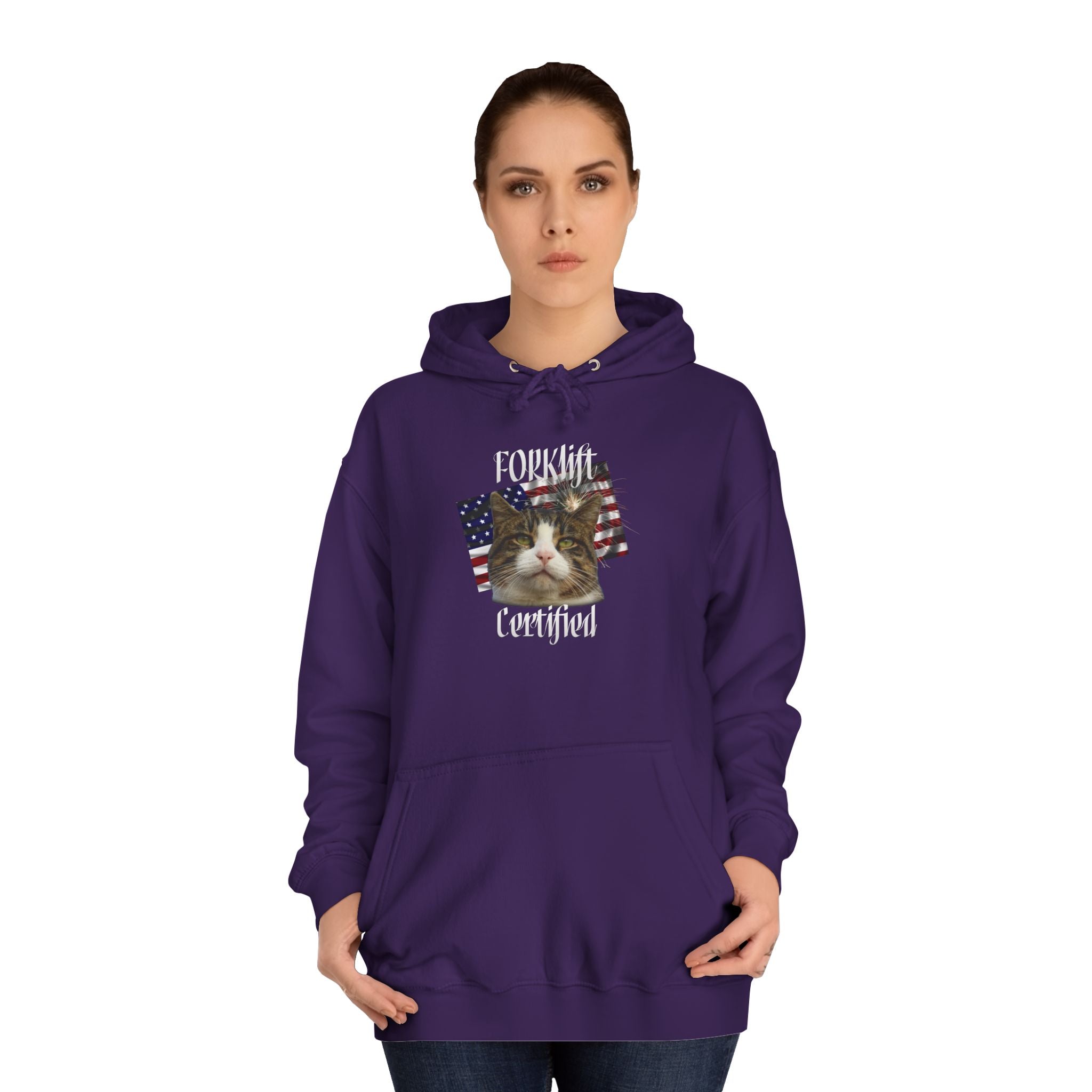 "Forklift Certified" Cat - Unisex Artistic College Hoodie