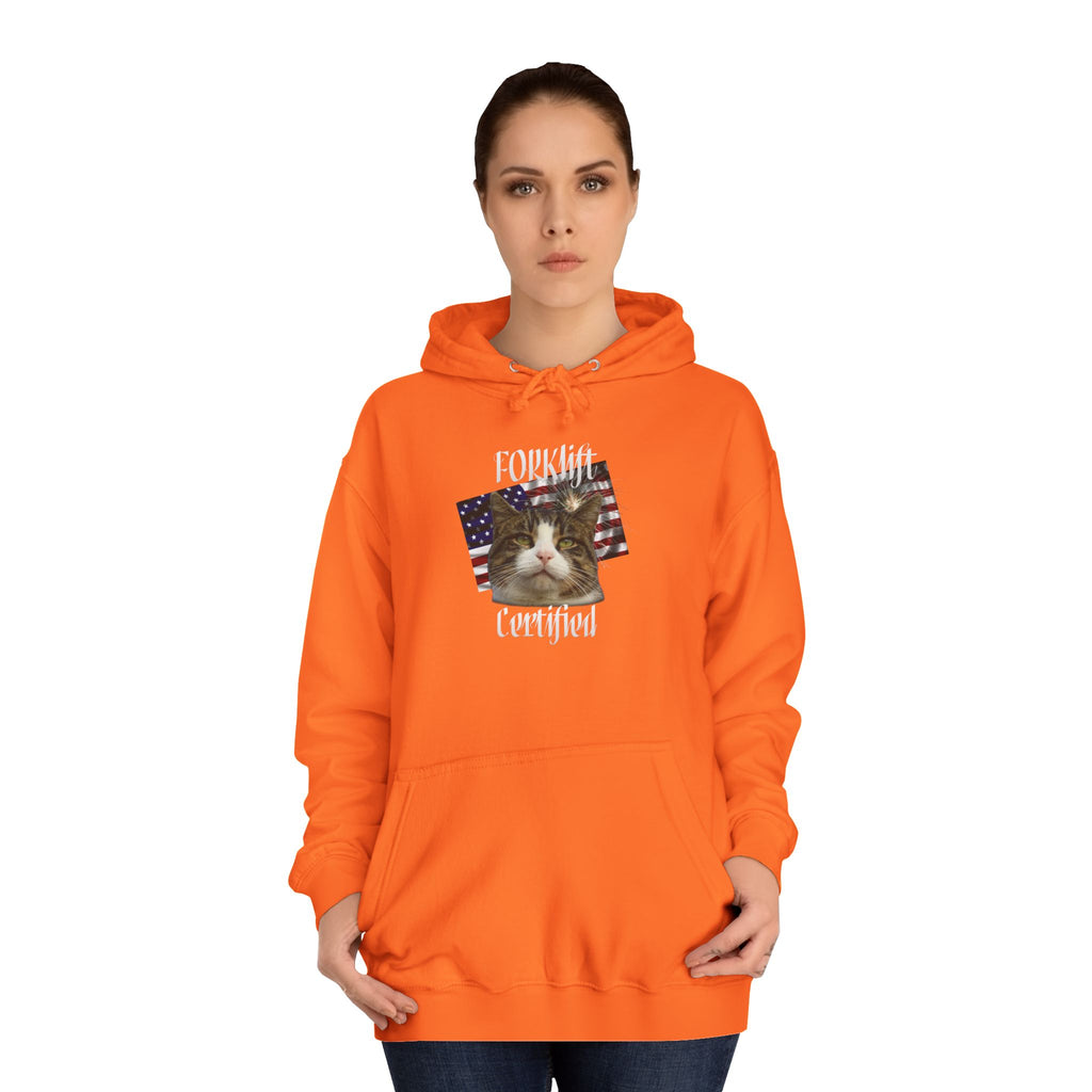 "Forklift Certified" Cat - Unisex Artistic College Hoodie