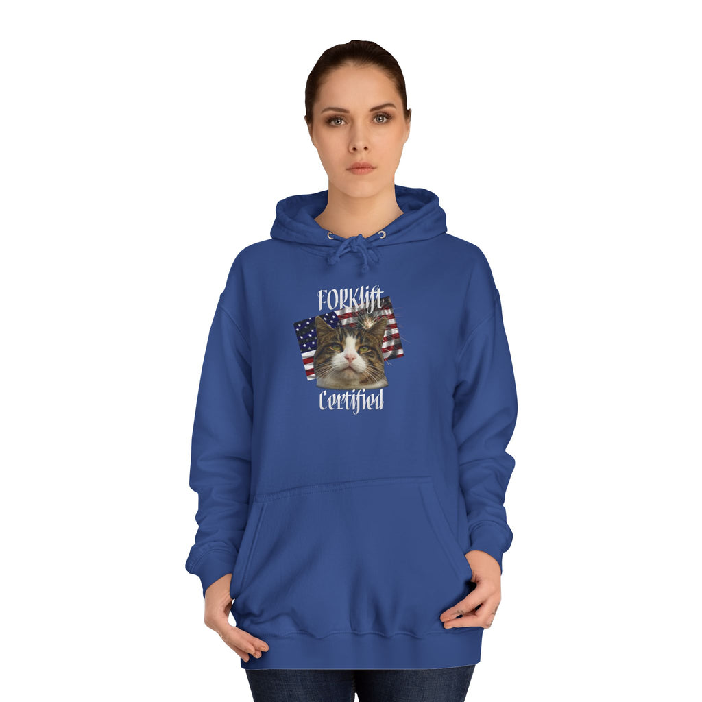 "Forklift Certified" Cat - Unisex Artistic College Hoodie