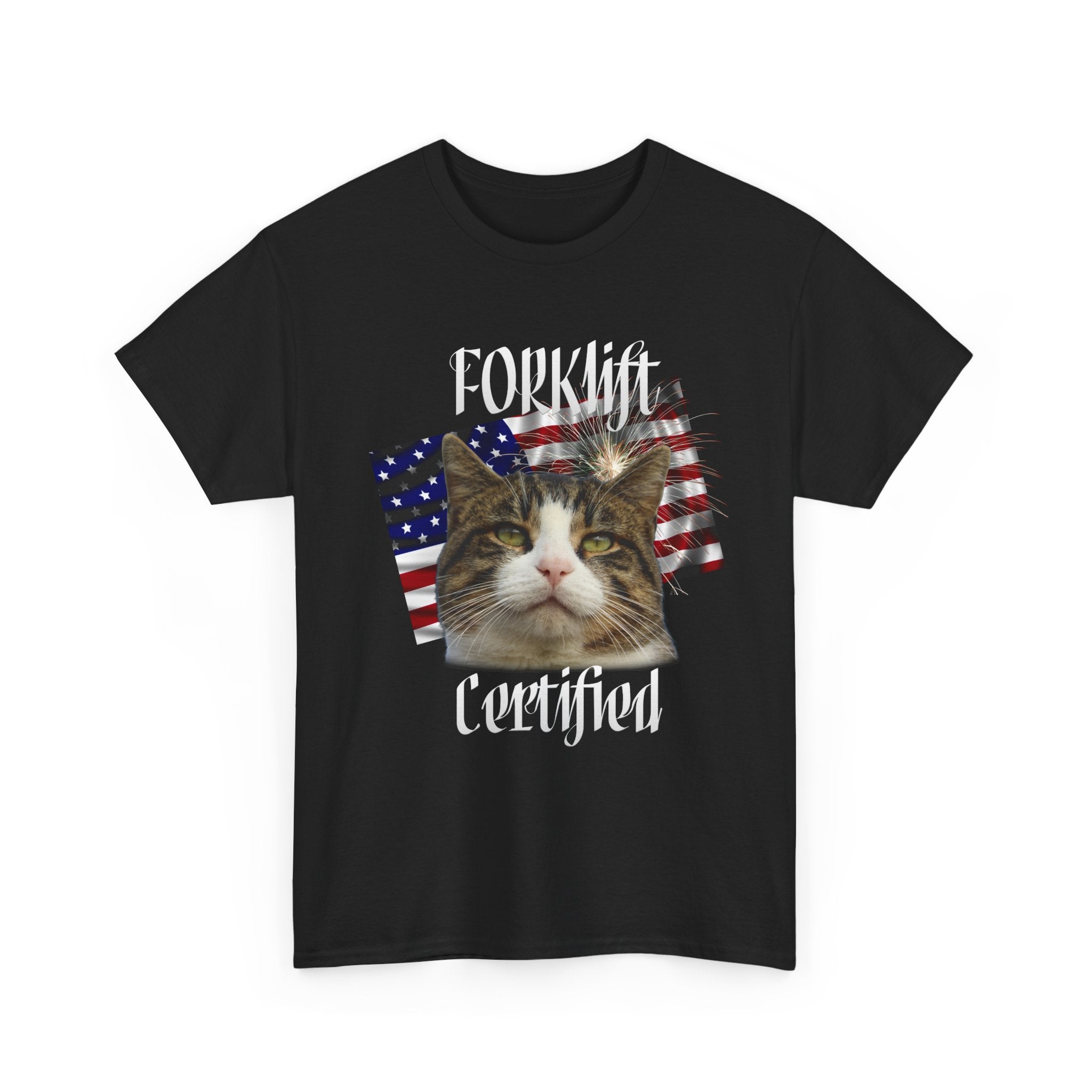"Forklift Certified" Cat Tee - Unisex Heavy Cotton