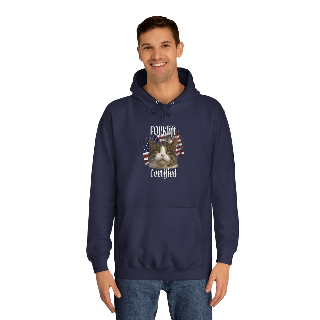 "Forklift Certified" Cat - Unisex Artistic College Hoodie