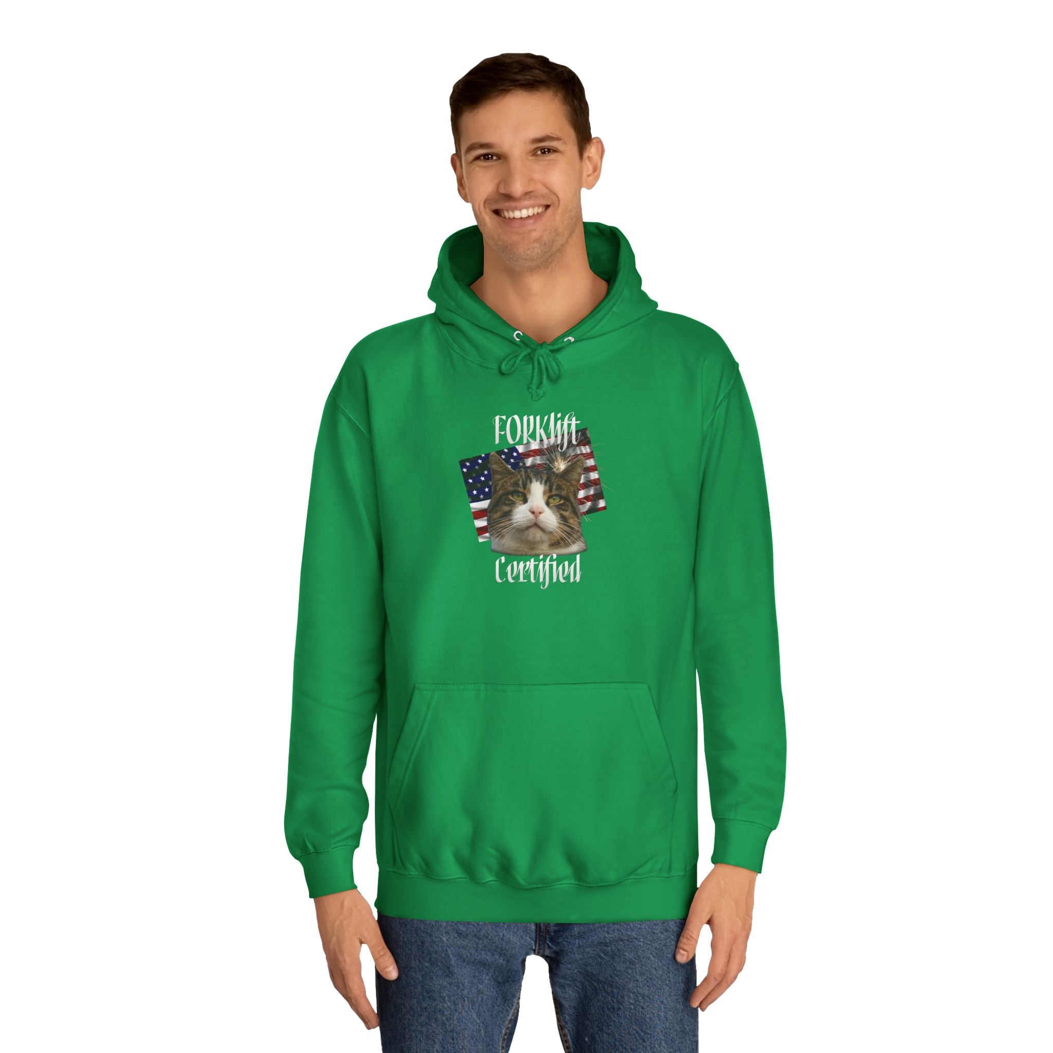 "Forklift Certified" Cat - Unisex Artistic College Hoodie