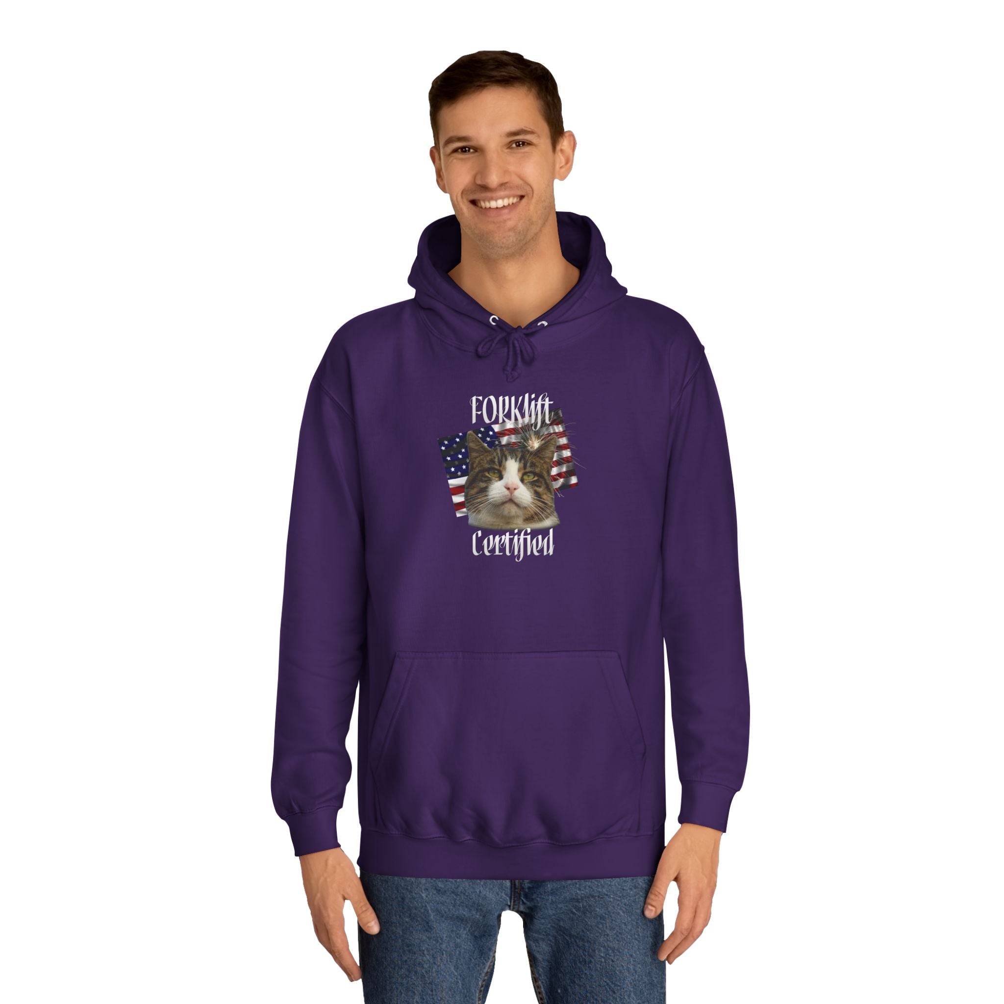 "Forklift Certified" Cat - Unisex Artistic College Hoodie