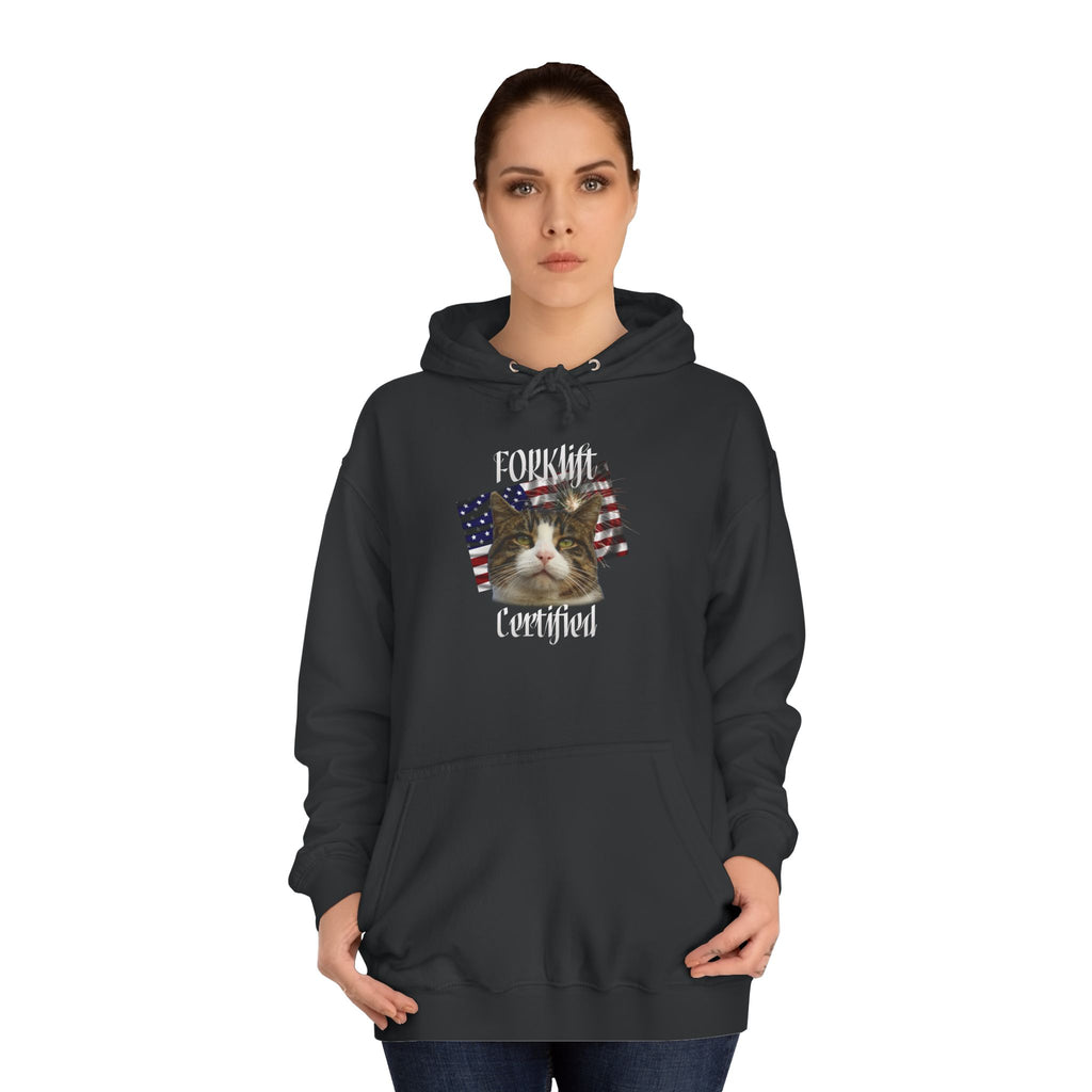 "Forklift Certified" Cat - Unisex Artistic College Hoodie