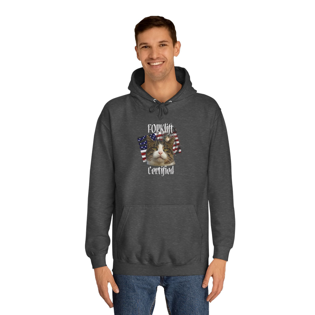 "Forklift Certified" Cat - Unisex Artistic College Hoodie
