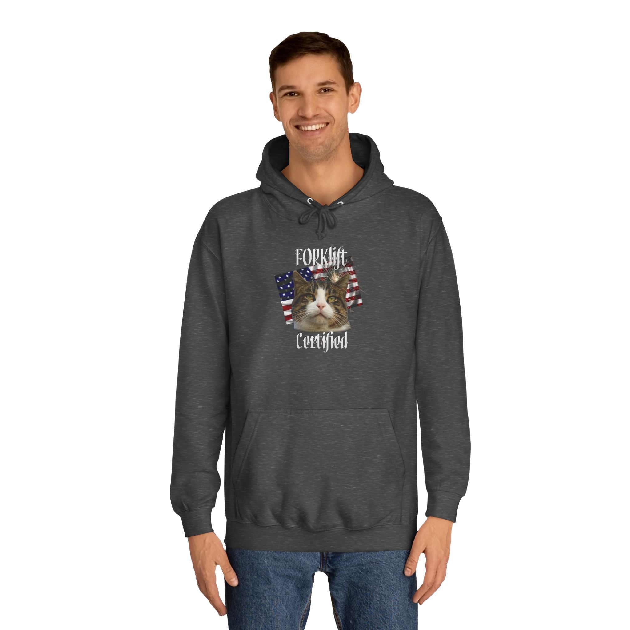"Forklift Certified" Cat - Unisex Artistic College Hoodie