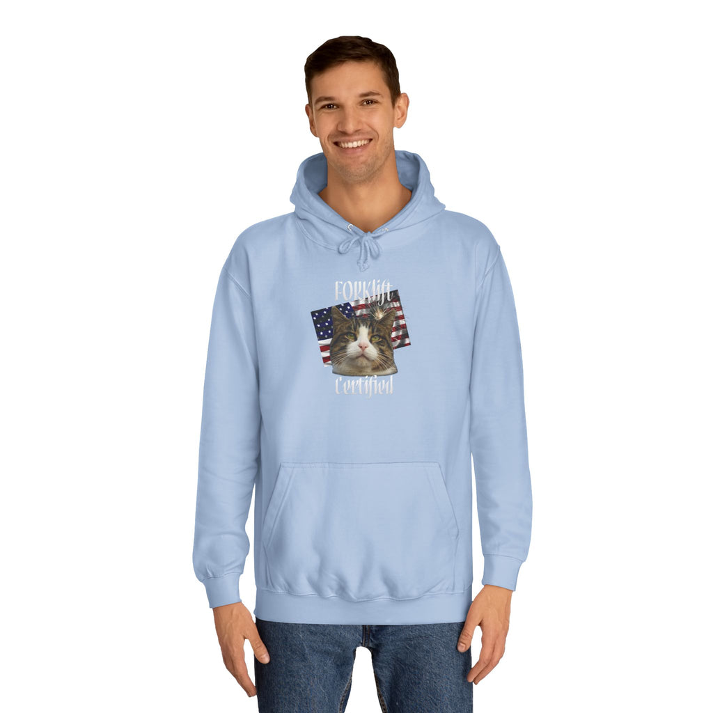 "Forklift Certified" Cat - Unisex Artistic College Hoodie