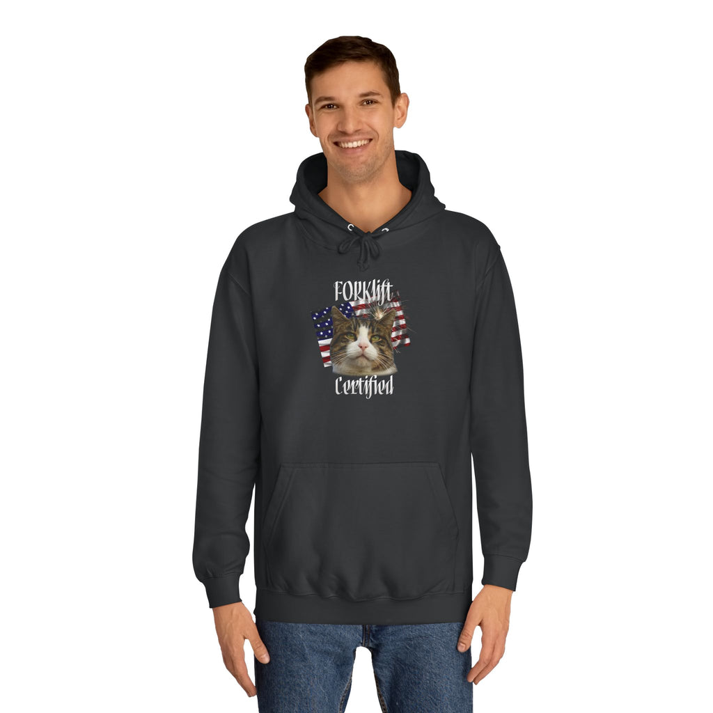 "Forklift Certified" Cat - Unisex Artistic College Hoodie
