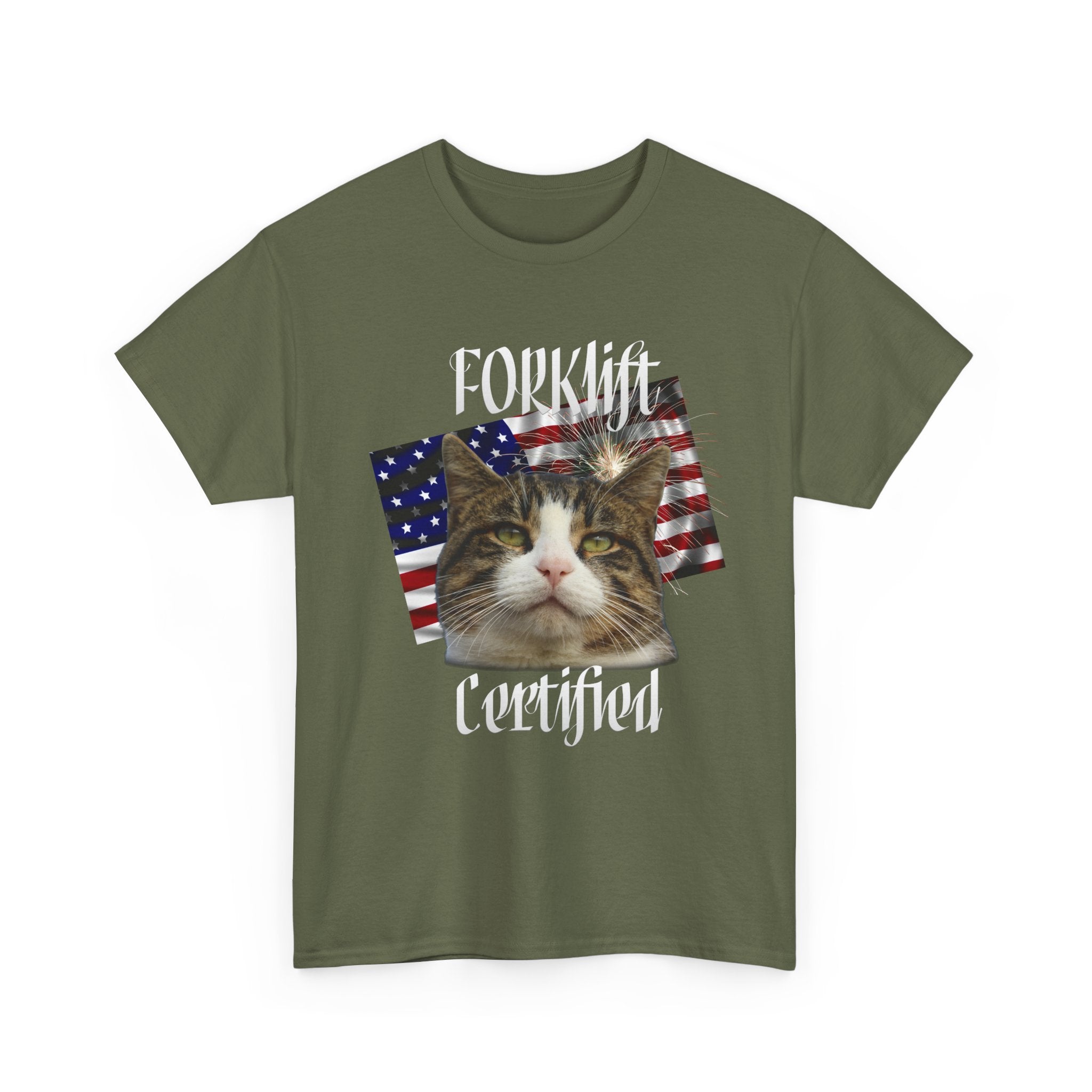 "Forklift Certified" Cat Tee - Unisex Heavy Cotton