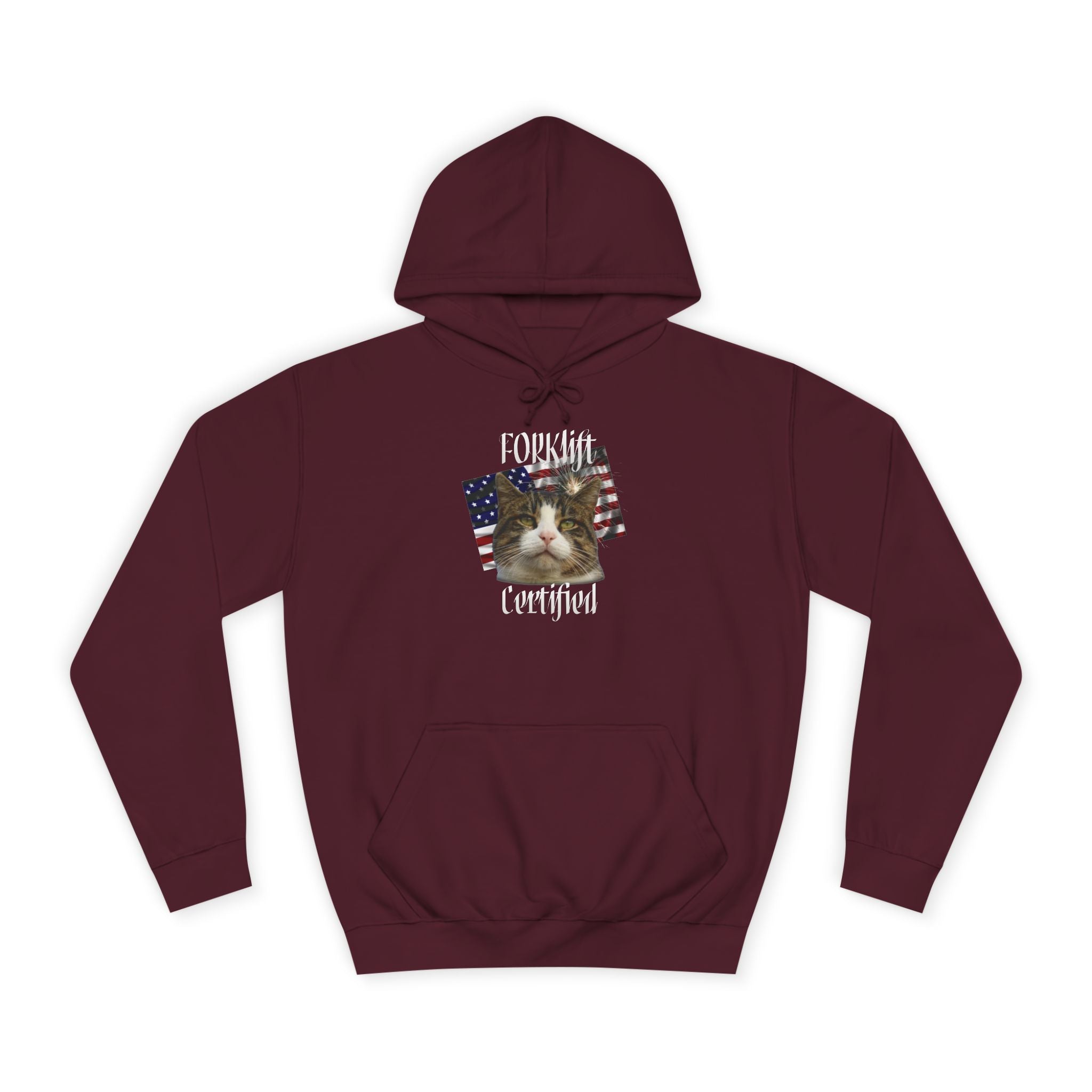 "Forklift Certified" Cat - Unisex Artistic College Hoodie
