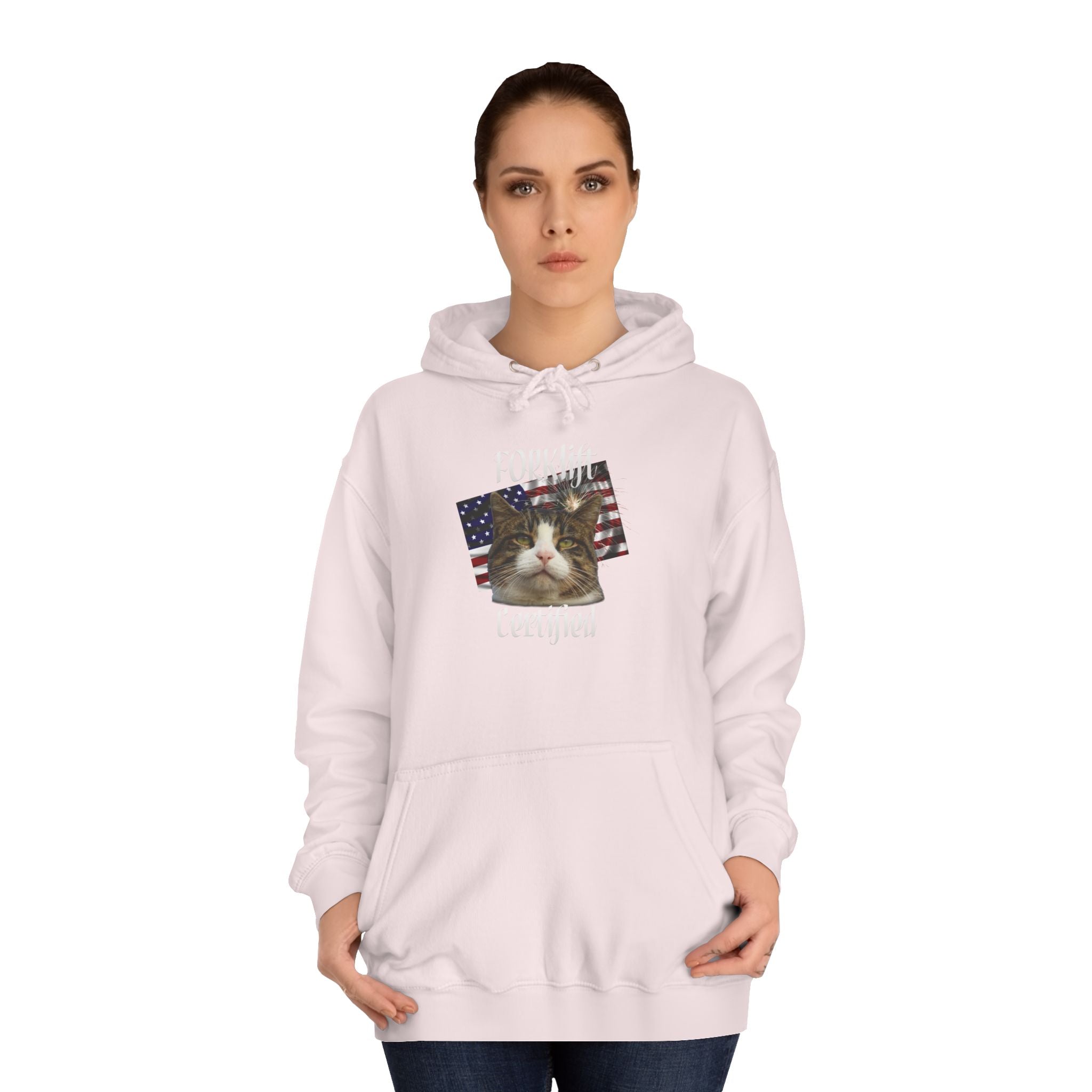 "Forklift Certified" Cat - Unisex Artistic College Hoodie