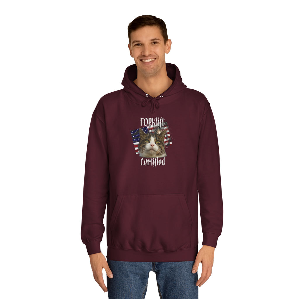 "Forklift Certified" Cat - Unisex Artistic College Hoodie