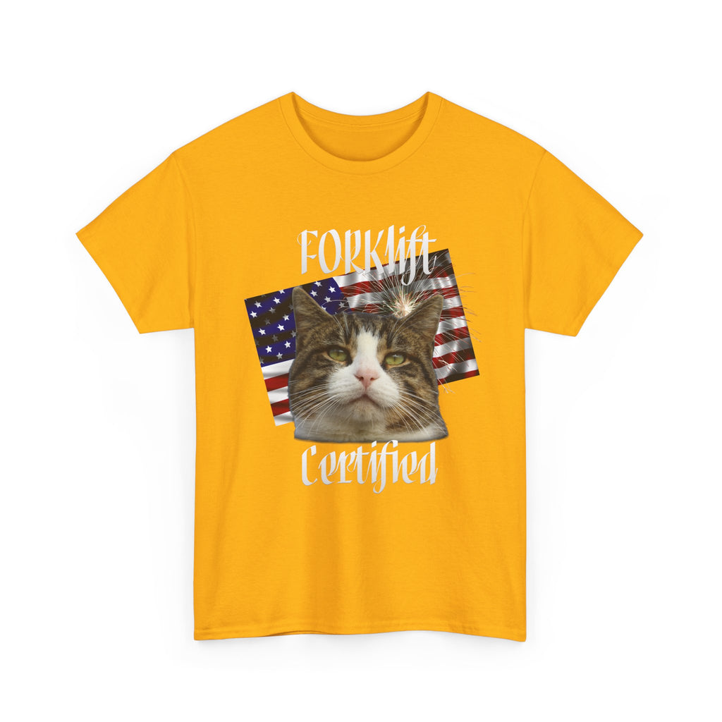 "Forklift Certified" Cat Tee - Unisex Heavy Cotton