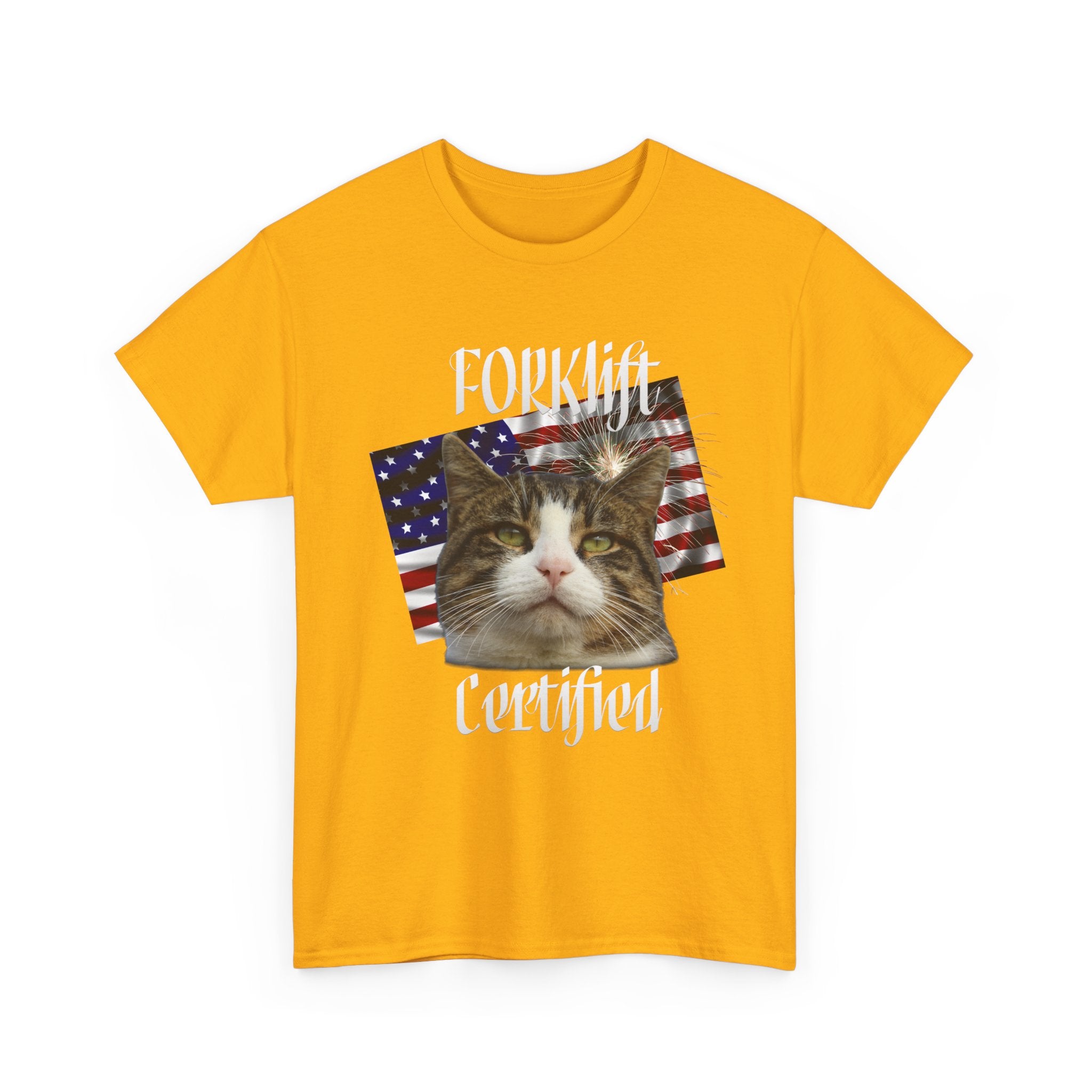 "Forklift Certified" Cat Tee - Unisex Heavy Cotton