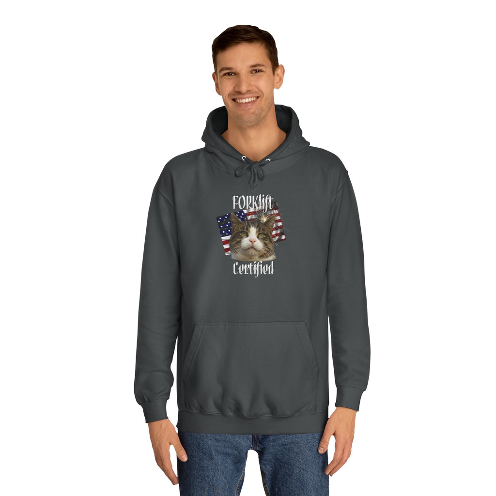 "Forklift Certified" Cat - Unisex Artistic College Hoodie