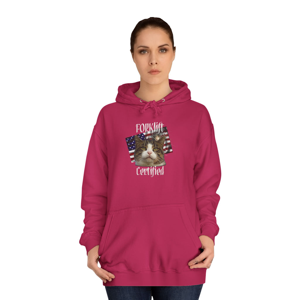 "Forklift Certified" Cat - Unisex Artistic College Hoodie
