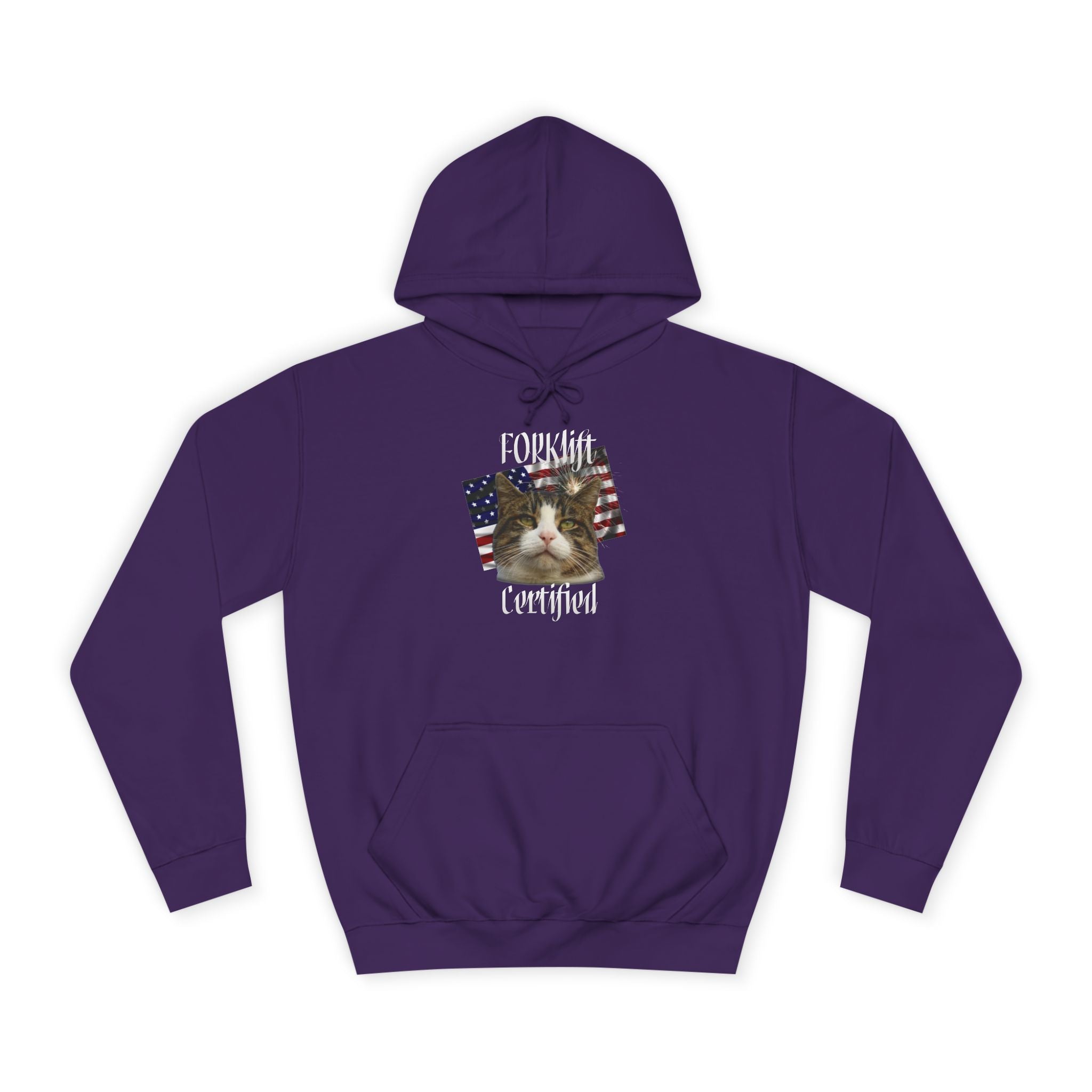 "Forklift Certified" Cat - Unisex Artistic College Hoodie