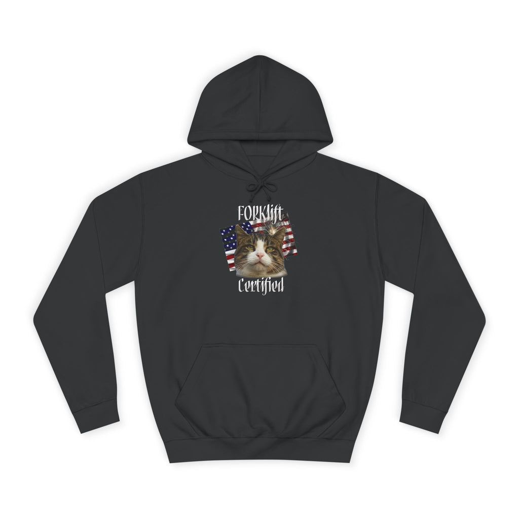 "Forklift Certified" Cat - Unisex Artistic College Hoodie