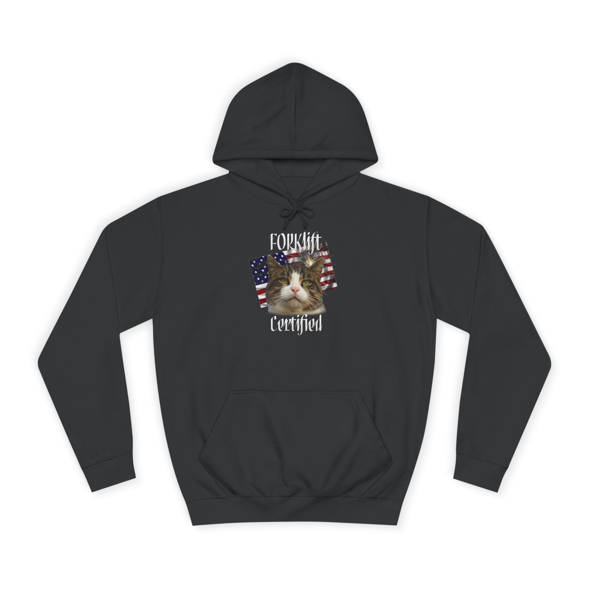 "Forklift Certified" Cat - Unisex Artistic College Hoodie
