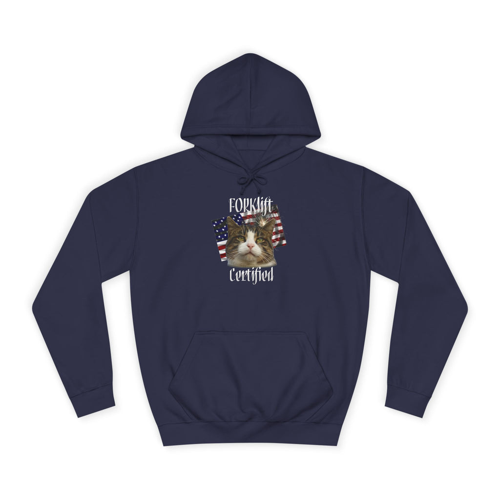 "Forklift Certified" Cat - Unisex Artistic College Hoodie