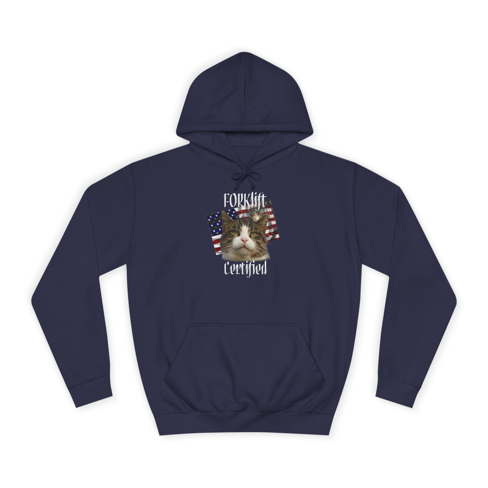 "Forklift Certified" Cat - Unisex Artistic College Hoodie