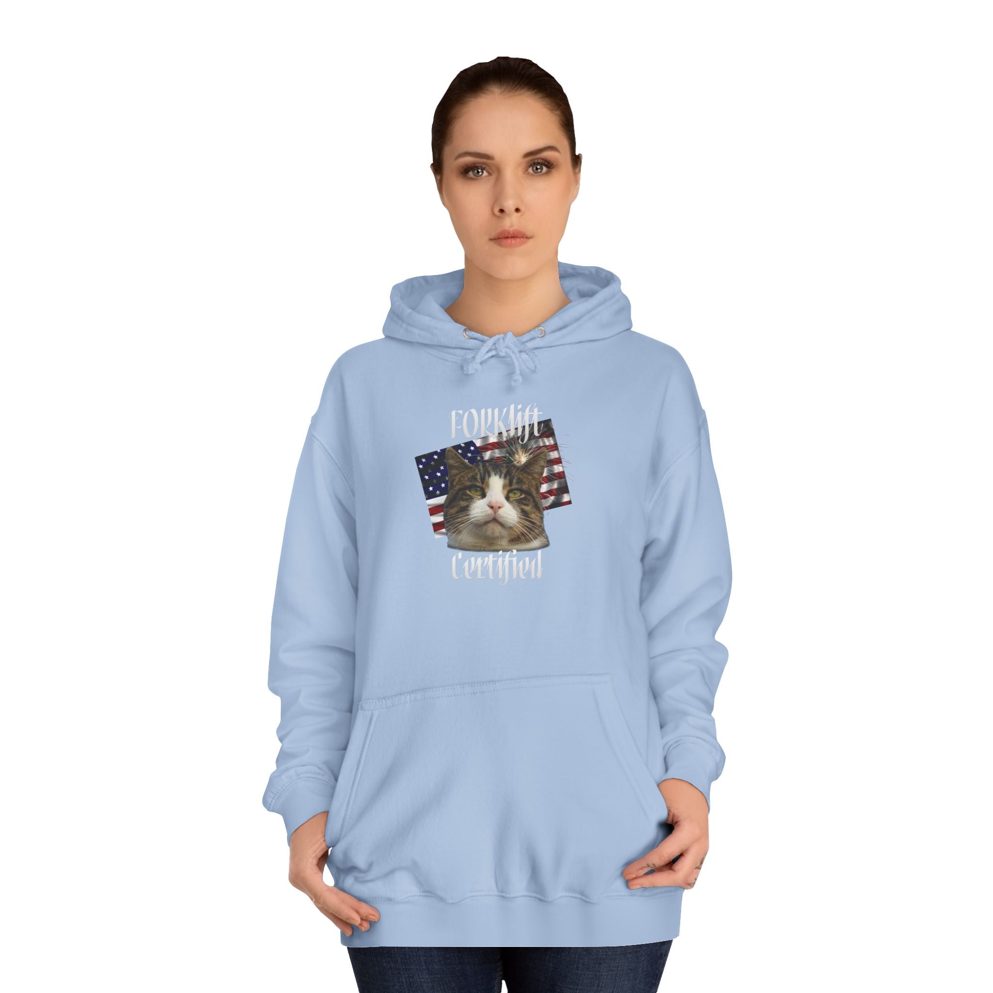 "Forklift Certified" Cat - Unisex Artistic College Hoodie